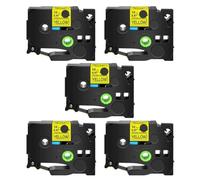 JXHDWYTYO 5 Pack Tack Acrylic Adhesive Label Tape Black On White Clear Yellow Compatible With TZE S231 S131 For Label Makers(5PK Black on yellow)