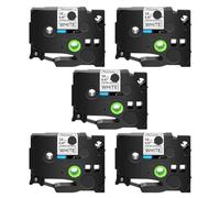 JXHDWYTYO 5 Pack Tack Acrylic Adhesive Label Tape Black On White Clear Yellow Compatible With TZE S231 S131 For Label Makers(5PK Black on white)