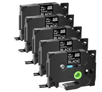JXHDWYTYO 5 PK White On Black Aze 335 Label Tape Laminated 12mm X 8m Compatible With Printer Supplies PTD410 PTD610 PTE300