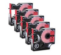 JXHDWYTYO 5Pack 12mm Standard Laminated Label Tapes Compatible With Printer Supplies D1 45013 45010 Ribbon For Part Number D1 45013 45010 Use With LabelManager 160 450(5PK Black on Red)