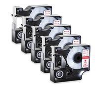 JXHDWYTYO 5Pack 12mm Standard Laminated Label Tapes Compatible With Printer Supplies D1 45013 45010 Ribbon For Part Number D1 45013 45010 Use With LabelManager 160 450(5PK Red on Clear)