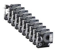 JXHDWYTYO 5PCS 10PCS D1 Standard Label Tape 12mm Compatible With LabelManager 100 250 Printer r A45013 45010 45020(10PK Black on silver)