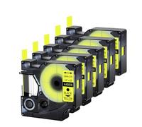 JXHDWYTYO 5PK 12mm Black On Yellow Label Tape Ribbon D1 45018 45808 Compatible With Printer Supplies LabelManager 100 120P