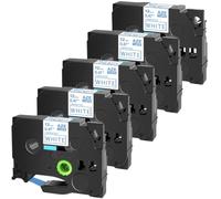 JXHDWYTYO 5PK 12mm Blue On White Laminated Label Tape Compatible With Printer PTD410 PTD610 PTE300 Tze233 Tze243 Tze253