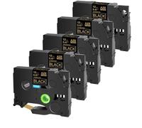 JXHDWYTYO 5PK Label Tape Laminated Compatible TZe-334 9mm 12mm 18mm 24mm On Black Cartridge Cassette Compatible With PT-1000 PT H101C