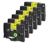 JXHDWYTYO 6 Pack Standard Laminated Ribbon Mixed Colors Label Tape For TZe 131 231 431 631 Compatible With Label Printers(6PK Black on Yellow)
