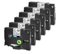 JXHDWYTYO 6 Pack Standard Laminated Ribbon Mixed Colors Label Tape For TZe 131 231 431 631 Compatible With Label Printers(6PK Black on Clear)