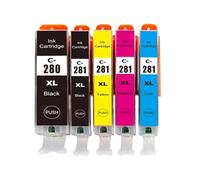 JXHDWYTYO Compatible Ink Cartridge PGI280 CLI281 PGI-280 CLI-281 280XL 281XL For Printers Like TR7520 TR8520 TS6120 TS8120 TS9120(5PCS)