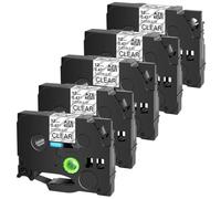 JXHDWYTYO Flexible ID Tape 5 Pack 6mm 9mm 12mm 18mm 24mm Compatible With FX231 FX221 FX211 FX631 FX131 Label Maker Printer Ribbon(5PK Black on clear)