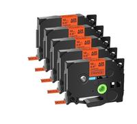 JXHDWYTYO Label Tape 5PK Or 10PK Tze 231 131 631 6mm 9mm 12mm Laminated Cassette Compatible With Label Maker(Fluo Black on Orange)