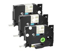 JXHDWYTYO Satin Non Laminated Gift Wrapping Tape Compatible With Printer Supplies Tz TZe RW34 RN34 R234 RE34 12mm(3PK Gold On White)