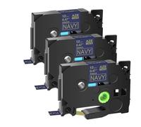 JXHDWYTYO Satin Non Laminated Gift Wrapping Tape Compatible With Printer Supplies Tz TZe RW34 RN34 R234 RE34 12mm(3PK Gold On Navy)