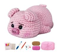 JXINLODGEG Crochet Kit for Beginners, Crochet Animal Kits for Starters with Step-by-Step PDF File Tutorials, Crocheting Kit for Adults Kids DIY Art Craft Knitting Starter with Hooks Pig