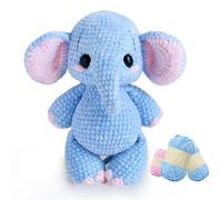 JXINLODGEG Crochet Kit for Beginners, Crochet Animal Kits for Starters with Step-by-Step PDF File Tutorials, Crocheting Kit for Adults Kids DIY Art Craft Knitting Starter with Hooks Elephant