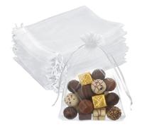 Jxiwfvl 100PCS 5x7 Inches White Organza Bags Sheer Gift with Drawstring Candy Bag, Small Sheer Gift Bag with Drawstring for Wedding Party Shower Jewelry Candy Bags