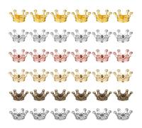 Jxiwfvl Mini Crown Charms, 60 PCS Vintage Crowns for Crafts 3D Alloy King Crown Beads Large Hole Loose Spacer Beads for DIY Jewelry Necklace Bracelet Making Supplies Mixed Color
