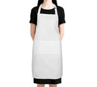Jxiwfvl White Chef Apron with Pockets, Adjustable Bib Aprons for Men Women Water Resistant Kitchen Cooking Apron for Halloween, Cooking, Crafting Painting Crafting and More