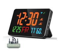JXJHOVV WiFi Clock, Atomic Clock, 7.48" Big Screen, Temperature & Humidity Display, Dual Alarm, Adjustable Brightness, Smart Life APP