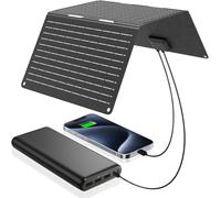 JXJXJX 15W/30W/60W Solar Panel | Foldable | Dual USB-C/A Fast Charge | IP67 Waterproof | Ultra-Light Camping Charger (iPhone/Samsung/Google Pixel/LG) (ED-30W)
