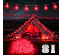 JXLEDAYY 12M 100 LED Battery Fairy Lights Indoor Outdoor Globe String Lights Christmas Lights with Remote Timer 8 Modes for Outside Garden Bedroom Patio Valentines Day Party Wedding Decorations-Red