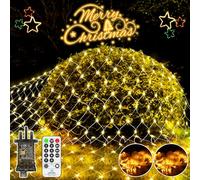 JXLEDAYY 2 Pack Total 400 LED Christmas Net Lights Outdoor 3Mx2M Mesh Fairy Lights Plug in with Remote Timer 8 Modes Waterproof for Outside Bush Tree Garden Yard Patio Wall Decorations-Warm White