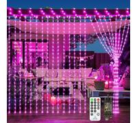 JXLEDAYY 300 LED Curtain Fairy Lights Outdoor Waterproof 3M*3M String Lights Plug in with Remote Timer 8 Modes Window Lights for Garden Patio Gazebo Wedding Party Indoor Bedroom Decoration-Pink