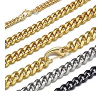Jxlepe Cuban Link stainless steel Chain Gold/Black/White Custom 6/10/12/14mm Width 18'~30' Length Curb Choker Necklace for Men Women Boys, 24", Stainless Steel, No Gemstone