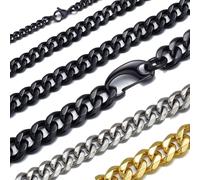 Jxlepe Cuban Link stainless steel Chain Gold/Black/White Custom 6/10/12/14mm Width 18'~30' Length Curb Choker Necklace for Men Women Boys, 18", Stainless Steel, No Gemstone