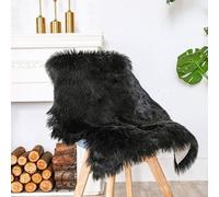 JXLOULAN Fluffy Faux Sheepskin Rug Black 50x80 cm- Hypoallergenic Non-Shedding Area Rug for Living Room/Bedroom/Kids Room, Cloud-Like Soft & Machine Washable