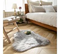 JXLOULAN Fluffy Faux Sheepskin Rug Grey 75x120 cm- Hypoallergenic Non-Shedding Area Rug for Living Room/Bedroom/Kids Room, Cloud-Like Soft & Machine Washable