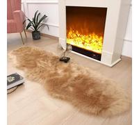 JXLOULAN Fluffy Faux Sheepskin Rug Light Brown 80x180 cm- Hypoallergenic Non-Shedding Area Rug for Living Room/Bedroom/Kids Room, Cloud-Like Soft & Machine Washable