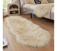 JXLOULAN Soft Faux Fur Sheepskin Rug Beige 80x180 cm, Fluffy Area Rug Machine Washable for Bedroom, kids room, Living Room, Nursery Decor