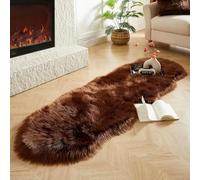 JXLOULAN Soft Faux Fur Sheepskin Rug Dark Brown 80x180 cm, Fluffy Area Rug Machine Washable for Bedroom, kids room, Living Room, Nursery Decor
