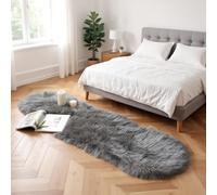 JXLOULAN Soft Faux Fur Sheepskin Rug Dark Grey 80x180 cm, Fluffy Area Rug Machine Washable for Bedroom, kids room, Living Room, Nursery Decor