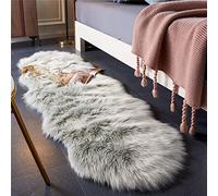 JXLOULAN Soft Faux Fur Sheepskin Rug Grey 80x180 cm, Fluffy Area Rug Machine Washable, for Bedroom, kids room, Living Room, Nursery Decor
