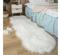 JXLOULAN Soft Faux Fur Sheepskin Rug White 80x180 cm, Fluffy Area Rug Machine Washable, for Bedroom, kids room, Living Room, Nursery Decor