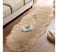 JXLOULAN Soft Flully Faux Fur Area Rugs Light brown 80 x 180 cm Sheepskin Rug for Bedrooms Floor Living Room Kids Rooms Decor