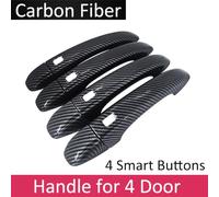 JXMFKBB Black Carbon Fiber Exterior/Fit for Renault Talisman Samsung SM6 2015~2022 Auto Door Handle Cover Stickers Trim Set Car Accessories(4 Smart Button)