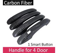 JXMFKBB Black Carbon Fiber Exterior/Fit for Renault Talisman Samsung SM6 2015~2022 Auto Door Handle Cover Stickers Trim Set Car Accessories(1 Smart Button-01)