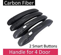 JXMFKBB Black Carbon Fiber Exterior/Fit for Renault Talisman Samsung SM6 2015~2022 Auto Door Handle Cover Stickers Trim Set Car Accessories(2 Smart Button-01)