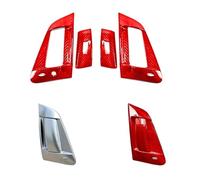 JXMFKBB RHD Car Real Dry Carbon Fiber Exterior Outer Door Pull Handle Cover Decorative Trim Panel/Fit for Nissan 370Z Devil Z34 2009-2019(LHD RED Full Set)
