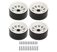 Jxngery 4PCS RC Wheel Rim Set Zinc Alloy Steel Universal 1.9 Inch 10 Rims RC Crawler Car Wheel Hub for Axial SCX10 II III (White)