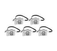 Jxngery 5 Pcs Dollhouse Miniature Retro Digital Cameras Tiny Plastic Decoration Accessories Toys with Built In Battery (Silver)