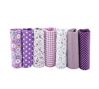 Jxngery 7pcs 25 * 25cm Cotton Fabric DIY Assorted Squares Pre Cut Bedding Suite Quarters Bundle