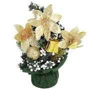 Jxngery Artificial Christmas Tree Mini Exquisite Cute Bright Colors Desktop Innovative Christmas Tree Ornaments (Gold (non-woven fabric))