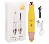 Jxngery Heated Eyelash Curler 4 Temperature Gears Quickly Heating 360 Degrees Lash Curling Styling Tool (Yellow)