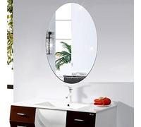 Jxngery Mirror Wall Sticker Oval-shape Decorative Mirror Removable Wall Decals DIY Home Decorations for Entryway Bedroom Bathroom 27 * 17CM