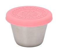 Jxngery Stainless Steel Dressing Container Mini Dipping Sauce Container with Sealing Silicone Lid for Beauty Salon Kitchen 70ml (Pink Lid)