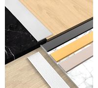 JXNVHJ 90cm/2.95ft Long Floor Flat Divider Strip, Aluminum Floor Transition Strip Door Bar, Carpet & Floor Edging Trim Strip, Threshold Transition, 3Pcs(Black,6cm)