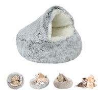 JXOPY Cozy Cocoon Pet Bed, Winter Pet Bed, Olvys Cozy Dog Cat Bed, Cozy Nook Pet Bed for Dogs, Cocoon Dog Bed, Olvys Cozy Cocoon - Pet Bed (Color : Gray Long plush, Size : 50CM)